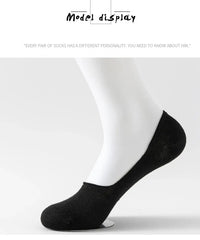 5 Pairs of WOMEN'S Solid Color Invisible Socks, Cotton Silicone Anti Slip Spring Ankle Socks, Casual Breathable Thin Boat Socks