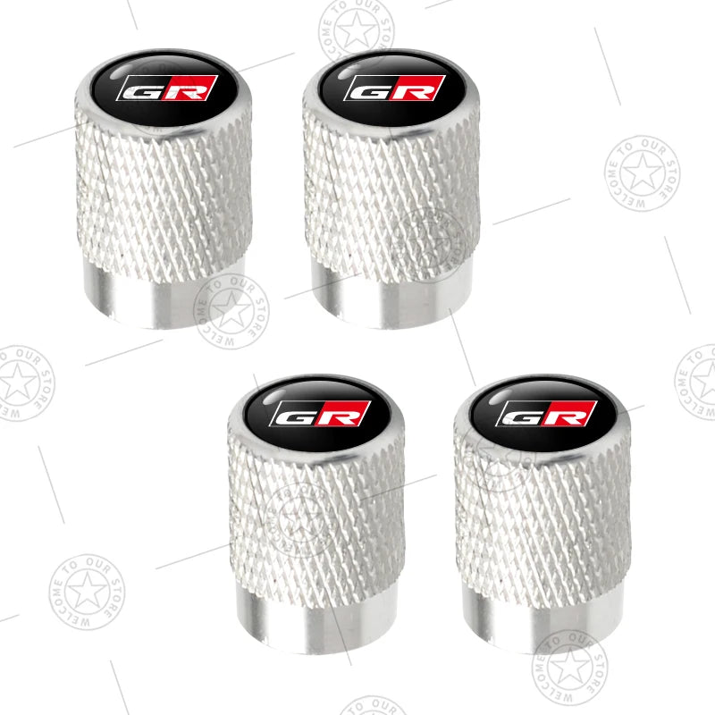 4pcs GR SPORT Logo Car Wheel Tire Valve Caps Air Stem Aluminum Accessories For Toyota Yaris Corolla RAV4 C-HR Camry Prado Voxy