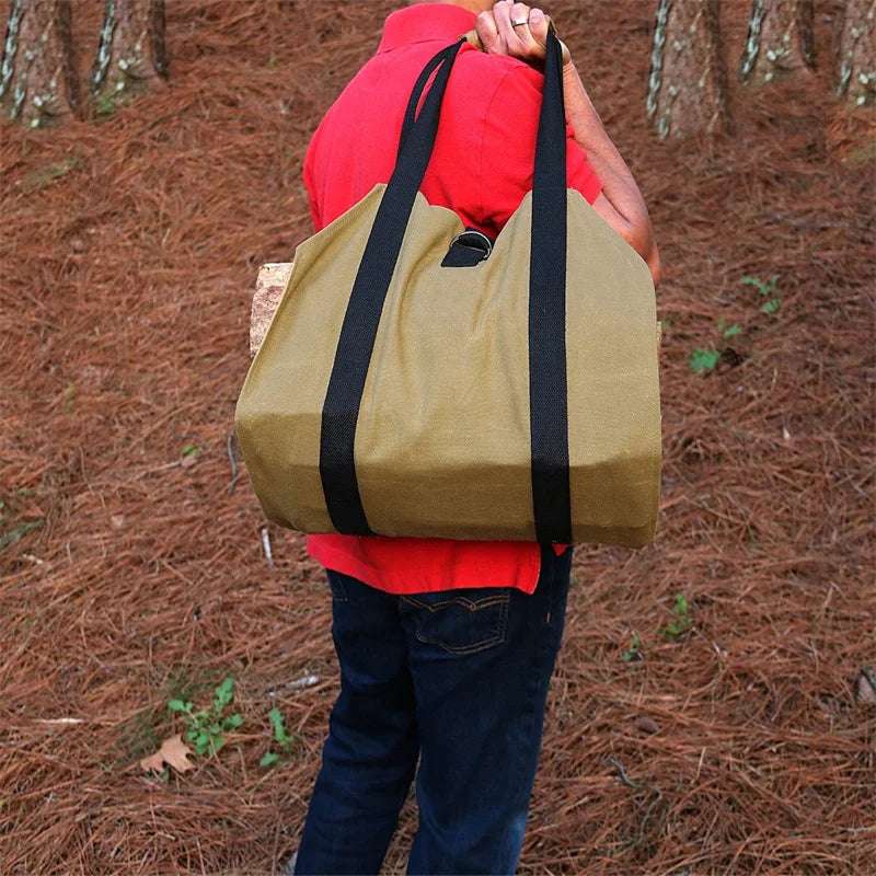 Large Capacity Firewood Storage Bag Waterproof Scratch-resistant Wood Log Carrier Outdoor Camping Firewood Holder Wood Carry Bag