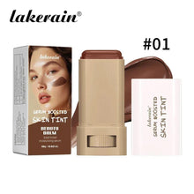 Serum boosted skin tint foundation stick, shade #01; medium-brown stick with box and cap.