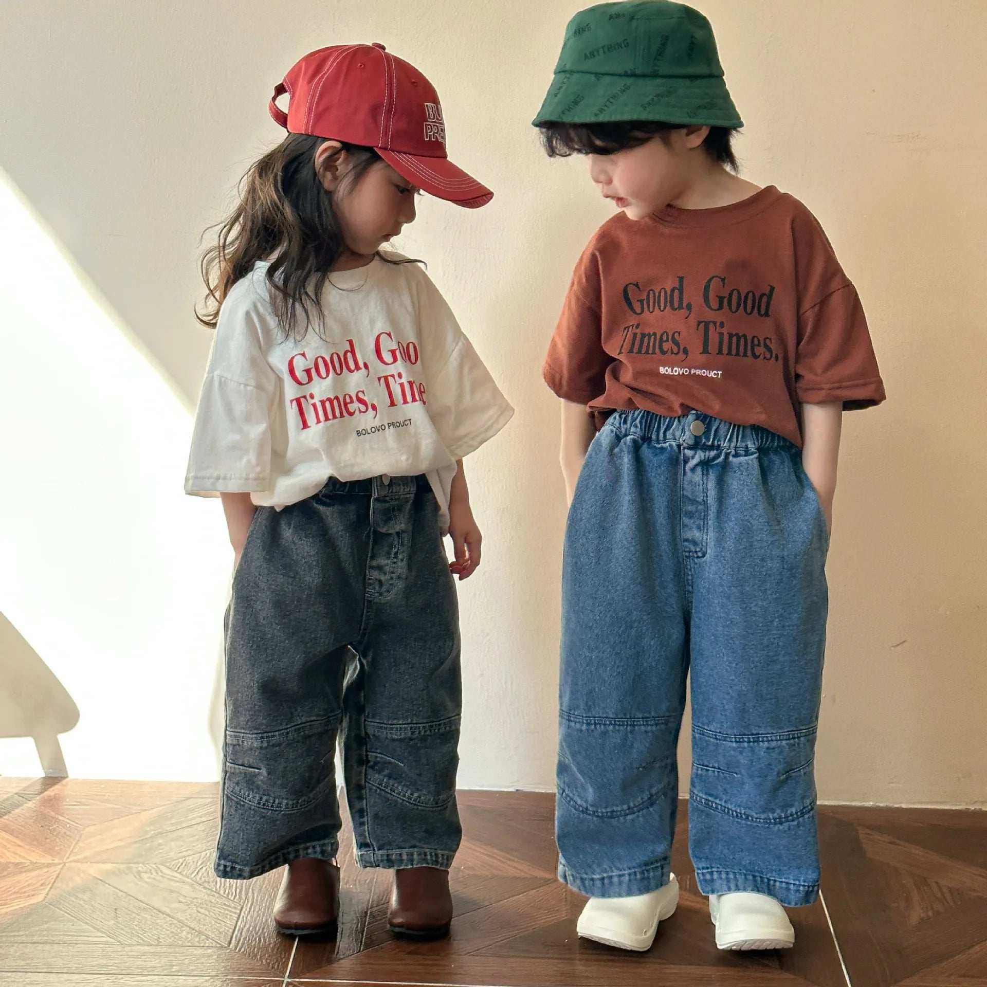 2024 Summer Fashion Loose Girl Children Letter Print T-shirt Boy Baby Cotton Short Sleeve Tees Kid Casual Tops Toddler Clothes