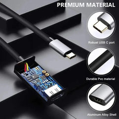 محول من النوع C إلى HDMI بدقة 4K وتردد 60 هرتز، كابل USB C USB3.1 ذكر إلى كابل HDTV أنثى لأجهزة الكمبيوتر المحمول والكمبيوتر اللوحي والتلفزيون وماك بوك