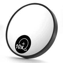 10X magnifying makeup mirror with black rim and zoom icon