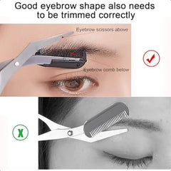 1pc Comb Eyebrow Scissors Professional Precision Eyebrow Trimming Scissors Hair Removal Beauty Tools。