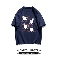 Cute Cartoon  ort Sve T-irt Women's Summer Casual Loose Fit plus Size American Sle Cotton Top Korean Version
