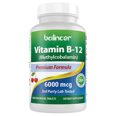 Vitamin B12 6000MG, Methylcobalamin Supplement for Mind, Energy, Brain, Mood, Heart Support, 30/60/120 Capsules