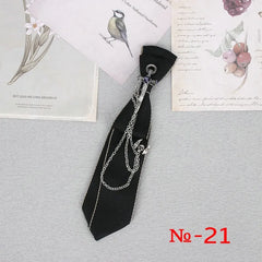 Hand Made Black Ribbon Tie Crystal Rhinestone Jewelry Men Shirts Hot New Girl Boys Collar Neck Ties School Uniform Women Necktie