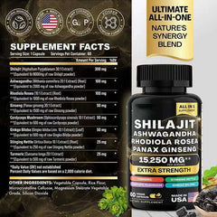 2 Bottles 15250MG Pure Himalayan SHILAJIT Capsules+ Sea Moss Capsules Immunity Support
