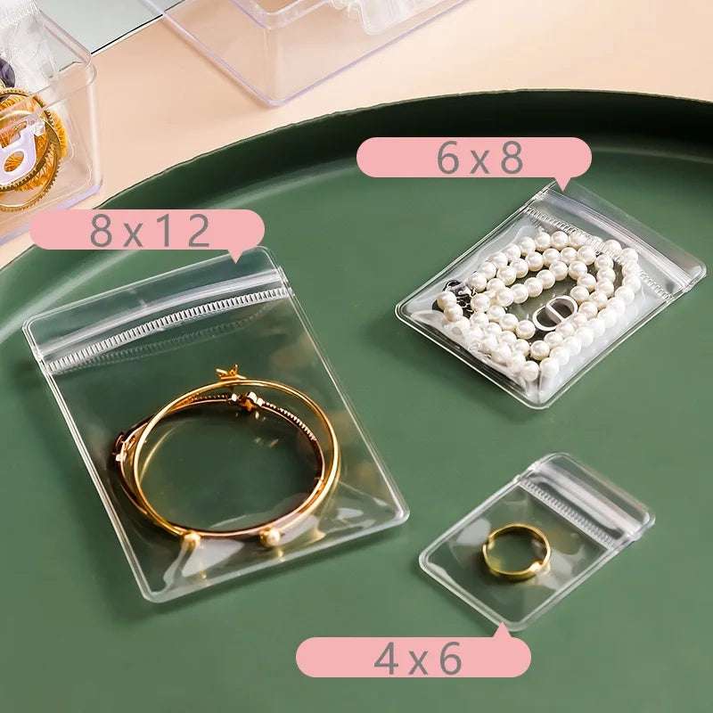 10-100pcs PVC Self Sealing Plastic Jewelry Zip Lock Bags Reclosable Thick Transparent Ziplock Gift Packaging Storage Pouches