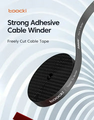 Cable organizer tape roll, free-cut self-adhesive cable winder, black