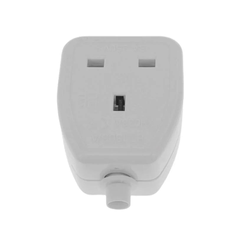 13A 250V UK British Standard Female Socket Power Adaptor Detachable Power Cord Cable Connector Socket White/Black