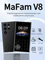 Credit Card Size Mini Phone Unlocked Dual SIM Ultra Thin 2.0" Display Pocket Cellphone Voice Changer Speed Dial Flashlight