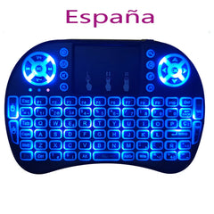 Backlight English Russian French Spanish Portugal Fly Air Mouse 2.4G Touchpad for Android TV Box PC I8 Mini Wireless Keyboard
