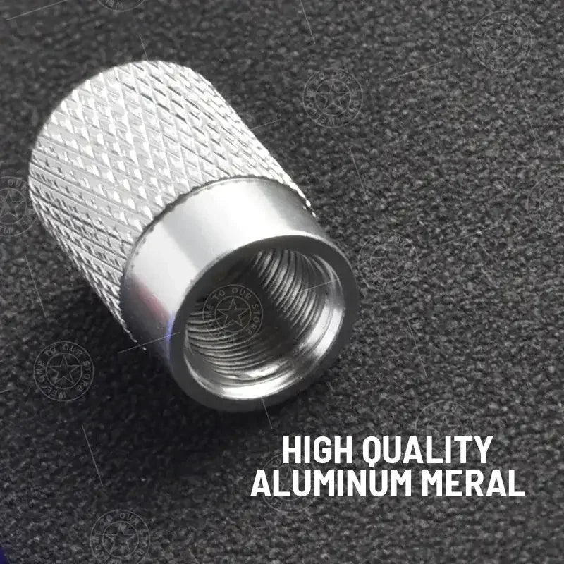 Silver aluminum GR SPORT valve cap with textured knurling and threaded interior