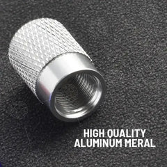 Silver aluminum GR SPORT valve cap with textured knurling and threaded interior