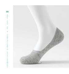 5 Pairs of WOMEN'S Solid Color Invisible Socks, Cotton Silicone Anti Slip Spring Ankle Socks, Casual Breathable Thin Boat Socks