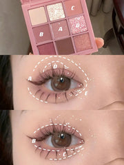 DIKALU Spring And Summer New Eyeshadow Palette Oh Rosy Nine Palace Grid Auto Focus Low Saturation Smoke Powder Rose Plate