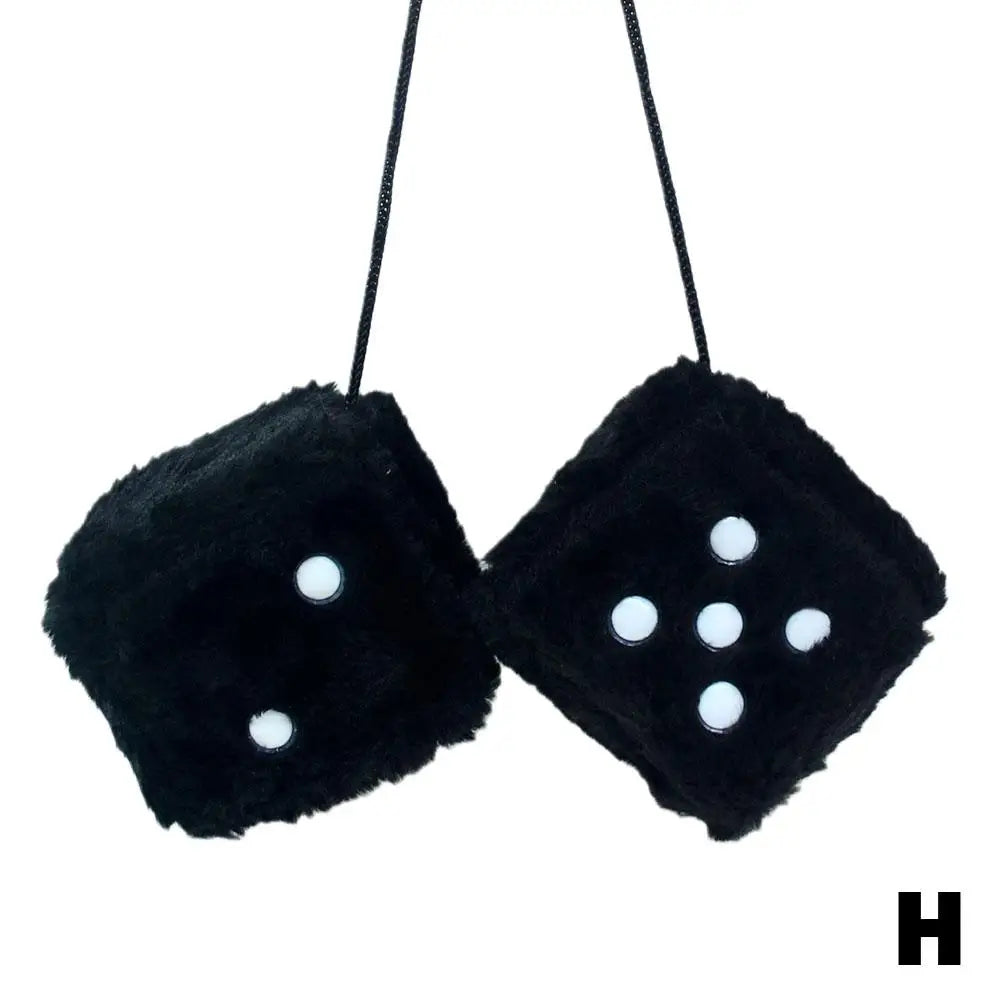 1Kit Fuzzy Plush Dice with Dots Retro Square Plush Hanging Mirror Fuzzy Dices Kid Toys For Pink Car Interior Ornament Decoration