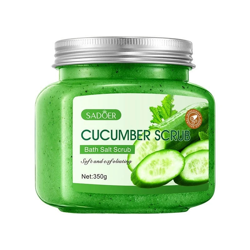350g Cucumber Exfoliating and Purifying Scrub, Contains Cucumber Ingredients, Moisturizing Shower and Bath Gel, Suitable for Smooth Light Beige Skin, Hypoallergenic Formula, Family Size 350g/12.35 Oz, Suitable for All Light B