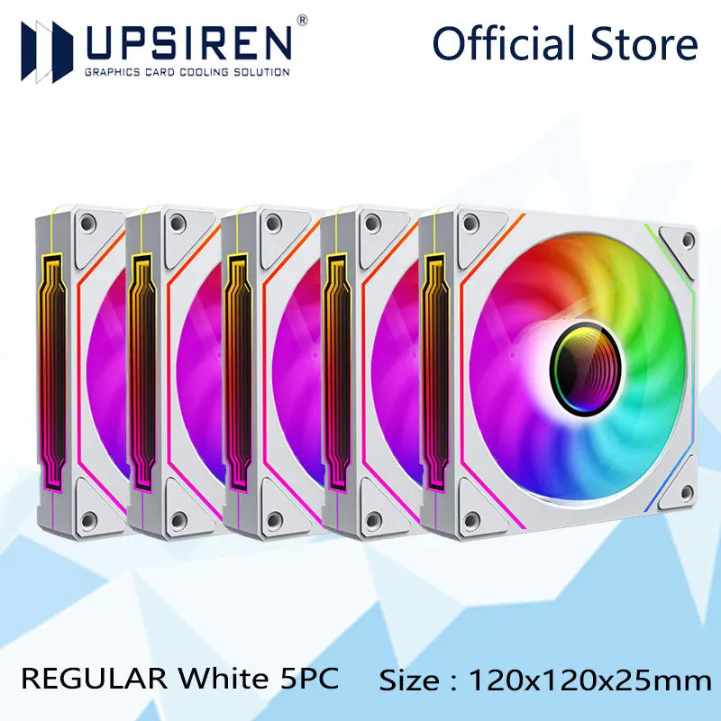 مروحة هيكل الكمبيوتر UPSIREN UF-1 PRISM 4 PRO 12 سم ARGB 4 Pin PWM مروحة تبريد هادئة 12 فولت حجم هواء كبير 45.2 CFM / 600-1500 دورة في الدقيقة