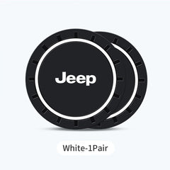 2PCS Car Coasters Water Cup Slots Non-Slip Mat Waterproof Cup Pad For Jeep Renegade Compass Grand Cherokee Wrangler JK Commander