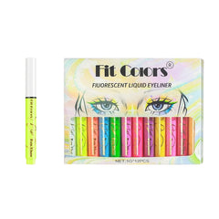 Fit Colors 12pcs/set colorful liquid UV waterproof Fluorescent Eyeliner Face Body Paint Pen long-lasting easy to remove