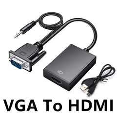VGA to HDMI Converter Adapter 1080P VGA Male to HDMI Female Adapter Cable With 3.5mm Audio Output  for PC Laptop HDTV Projector