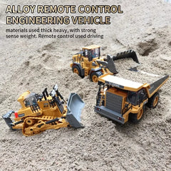 Four-Wheel Drive Remote Control Excavator 4x4 Alloy Dump Truck Excavator Loader Model Construction Vehicle Toy Children's Gift