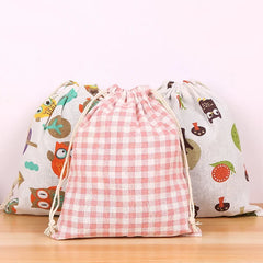 Pet Toys & Snacks Storage Cotton Linen Fabric Pouch Drawstring Bag Cute Kids Travel Cloth Shoes Storage Bag Makeup Case Gift Bag