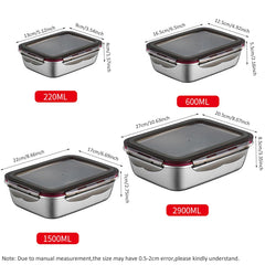 304 Stainless Steel Lunch Bento Box Sealed Leakproof Portable Food Storage Box Household Pickle Box Refrigerator Food Container