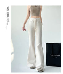 ay High Waist Bell Bot Pants Women's Summer 2025 New Casual Sports Sweatpants Small Size Slimming  Hoof Pants