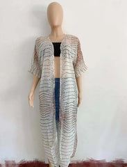 BIKINI Women Beach Dress Cover-Ups Long Stylish Tie Dye Open Front Beach Outfits Bathing Suit