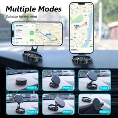 Car Mobile Phone Stand 720 Degree Rotation Metal Magnetic Suction Foldable Round Bracket Support for Universal Phones Holder