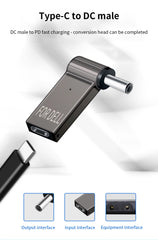 TISHRIC Laptop Power Charger Supply Connector Adapter PD 100W 5A  USB Type-C Female to DC Male For HP/Lenovo/DELL