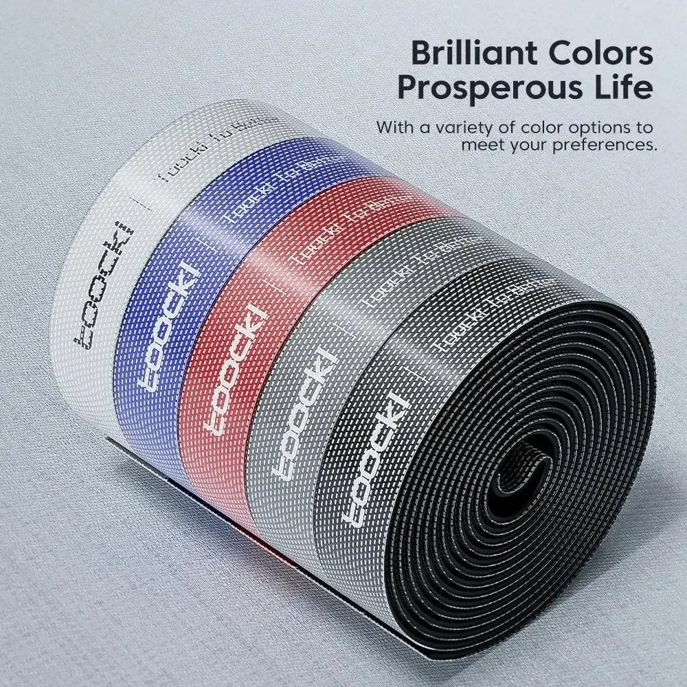Cable organizer tape roll in multiple colors, red blue gray and black