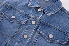 6704-1 Children's Denim Jacket Spring and Autumn Korean Girl's Denim Jacket Casual Loose Boy's Coat Cardigan.