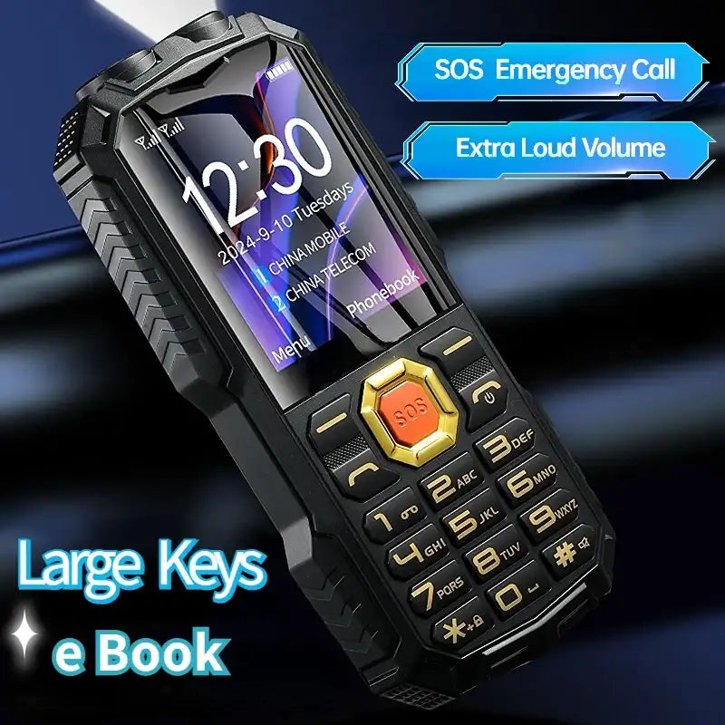 4G LTE Senior Flip Phone for Elderly Large Buttons Powerbank Long Standby SOS Call LED Light Loud Sound Fast Dial