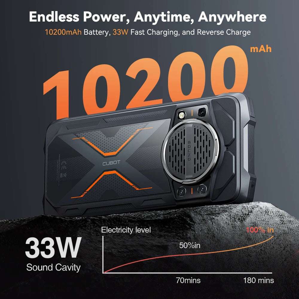 Cubot KingKong Power 3, Rugged Smartphone Android, 123dB Speaker, Helio G99,120Hz 6.72" Screen,Up to 24GB+256GB,10200mAh Battery