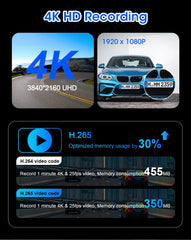 10/11.26 inch Dash Cam 4K Car DVR Wireless Carplay & Android Auto GPS Navigation Video Recorder Dashboard Dual Lens Wifi FM AUX
