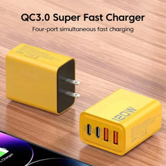 شاحن سريع 120 وات من النوع C Quick Charge 3.0 محول شاحن USB لأجهزة iPhone وSamsung وXiaomi PD USB شاحن سريع الشحن