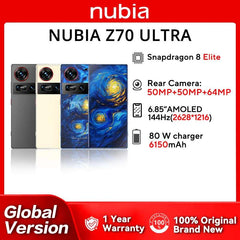 New Original Global Version Nubia Z70 Ultra NX733J Snapdragon 8 Elite 6.85 AMOLED 50MP+50MP+64MP 1.5K HD Display 35mm Lens IP69