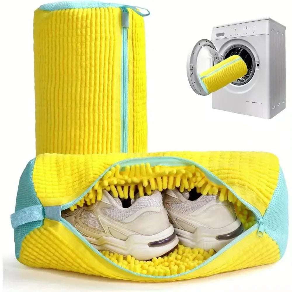 2/1PCS Shoe Washing Bag Washing Machine Laundry Bags with Zipper Closure Shoes Cleaning Bags Shoes Laundry Fluffy Fibers Sneaker