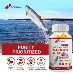 Wild Alaskan Salmon Oil - Pure Fish Omega 3 EPA DHA Fatty Acids - Supports Joint Function, Brain, Eye, Immune and Heart Health