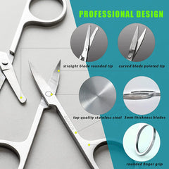 Eyebrow and Nose Hair Scissors, Comfort-Grip Handles, Facial Hair Grooming, Eyebrow, Nose, Mustache, Beard
