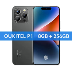 هاتف OUKITEL P1 الذكي بشاشة AMOLED مقاس 6.7 بوصة ومعالج MTK Helio G99 وذاكرة وصول عشوائي (8 جيجابايت) وذاكرة تخزين داخلية (256 جيجابايت) وكاميرا 50 ميجابكسل وبطارية 5150 مللي أمبير في الساعة ونظام NFC ونظام تشغيل Android 14
