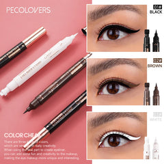 2 in1 Eyeliner Stamp Pencil, Double-ended and 3 Color, Fine Eyeline & Wink Stamp Original, Waterproof and Easy To Remove
