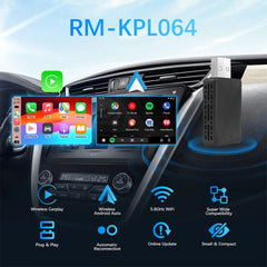 محول 2 في 1 سلكي إلى لاسلكي CarPlay Android Auto لجهاز ستيريو السيارة OEM مع قابس USB والتشغيل