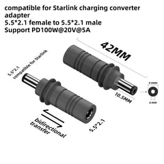 C to DC/D to D Power Adapter for Starlink Mini PD100W USB C Female to DC5521 Male Connector Charge Barrel Jack Power Adapter