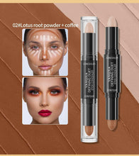 Concealer and contour stick duo with beige applicator tips in clear tubes