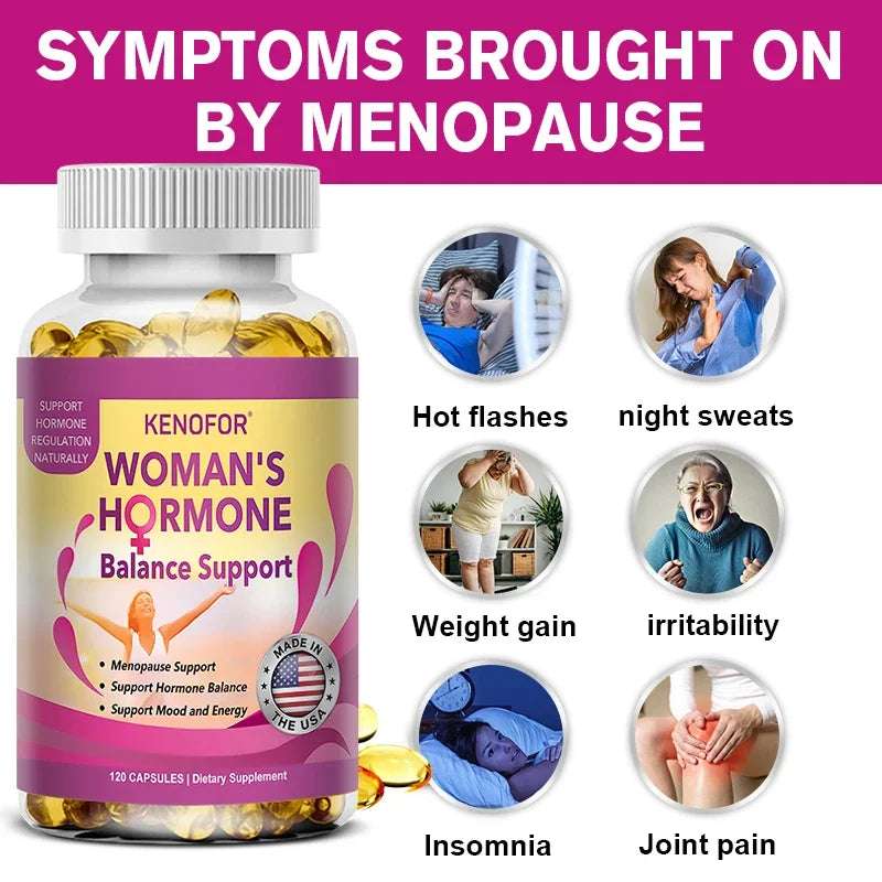 Menopause Support Supplement for Women - Relieves Fatigue, Bloating, Hot Flashes, Mood Swings - Supports PMS, PMDD, PCOS